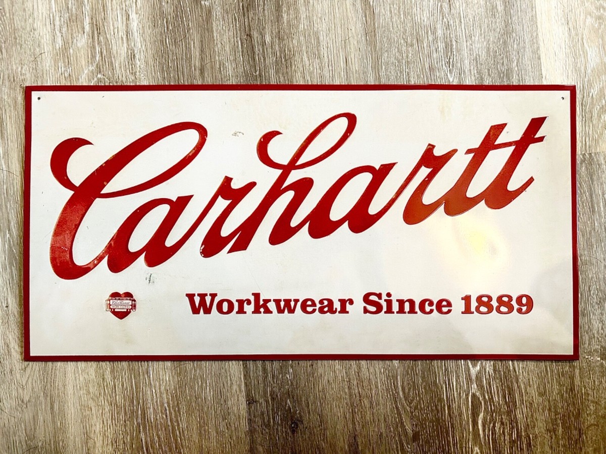 Vtg CARHARTT WORKWEAR SINCE 1889 Metal Tin Sign Advertising