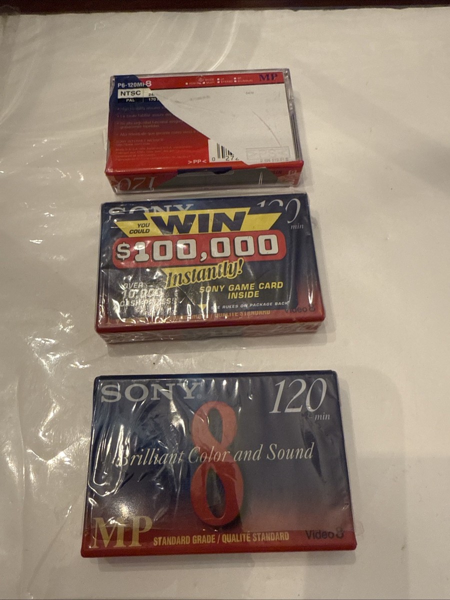 3x Sony Video 8mm Standard Grade 120 Min Video Cassette Tape