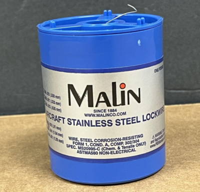 Malin Stainless Steel Aircraft Safety Lock Wire MS20995C32 1 LB