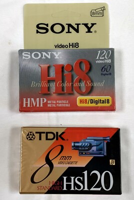 2 New TDK & Sony 8mm Video Hi-8 Hi8 Cassette Tapes + 4 Used Tapes