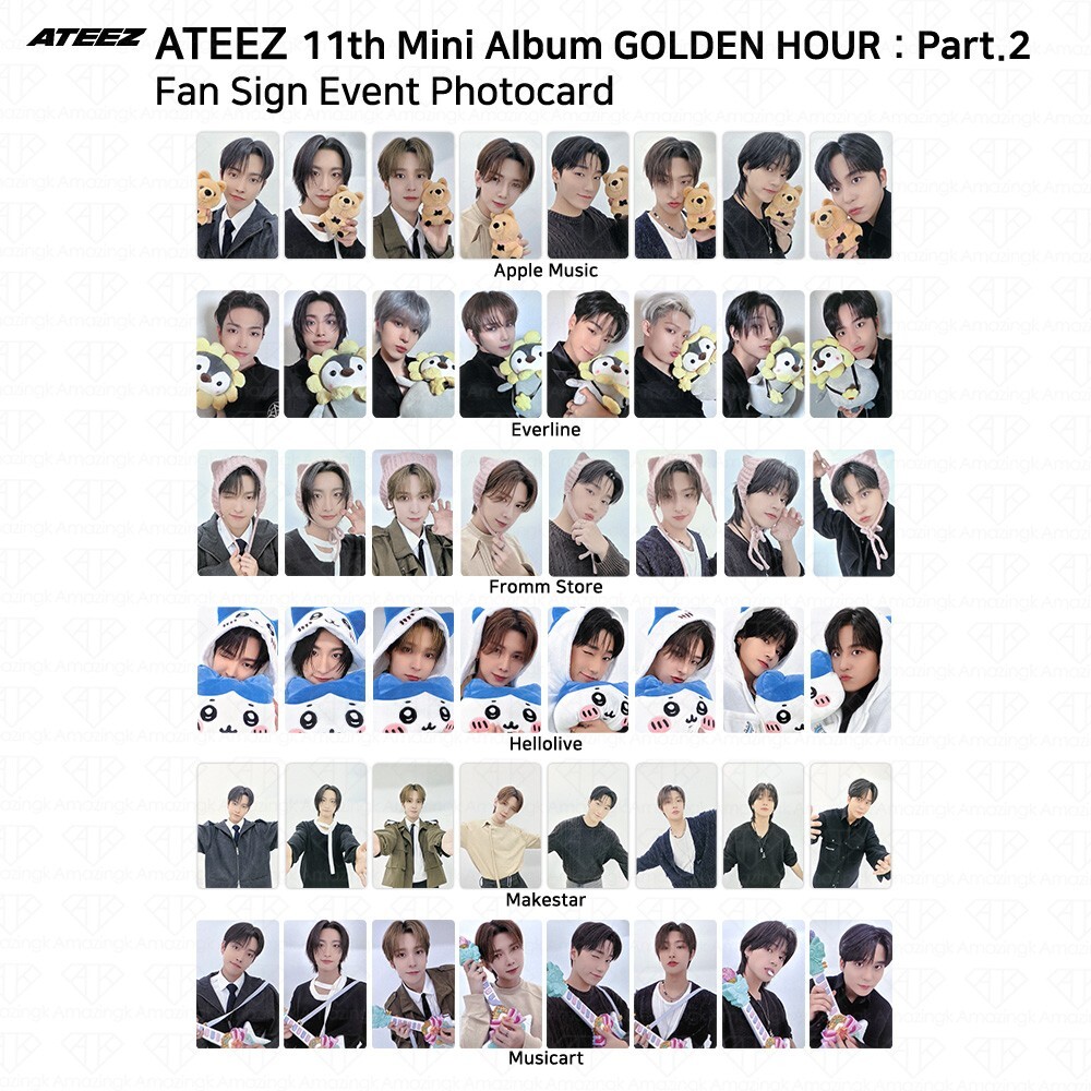 ATEEZ Golden Hour Part.2 Fan Sign Event Photocard AP EL HL MS MA
