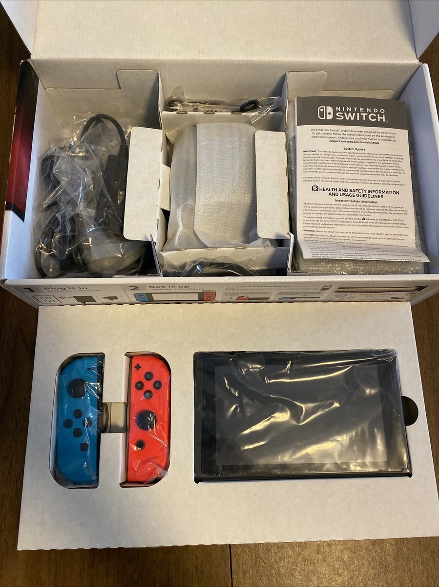 Unpatched Nintendo Switch Red Blue Console In Box Launch model Low