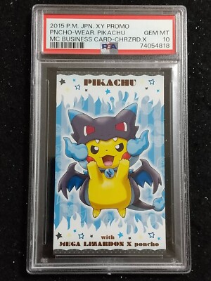 PSA 10 Pokemon 2015 Poncho-Wear Pikachu Business Card Charizard X