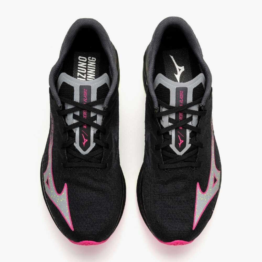 Mizuno Wave Rebellion Flash 2 Black Pink Yellow width 2E