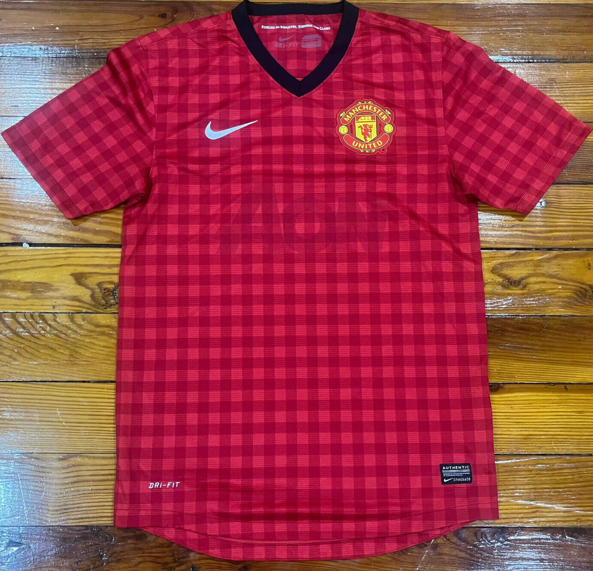 Nike Manchester United Dri-Fit Jersey Red Checkered Patch Men's