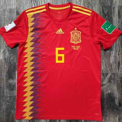 2018 Adidas Spain Home Soccer Jersey Andres Iniesta Men L World