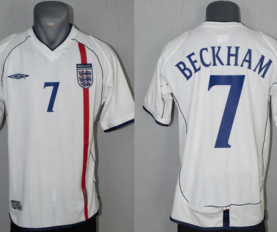 England Beckham Jersey World Cup 2002 Football Mens Retro Shirt