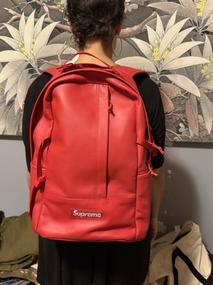 Supreme Red Leather Backpack FW23 100% AUTHENTIC Brand New | eBay
