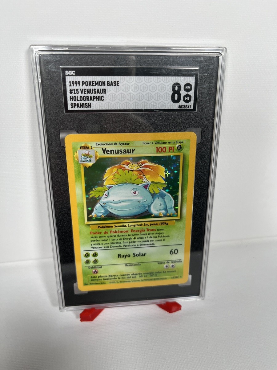 Venusaur 15/102 Holo Rare Base Set Graded SGC 8 Official Spanish