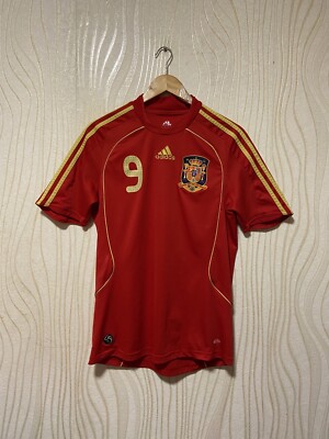 SPAIN 2008 2009 HOME SHIRT JERSEY ADIDAS 614398 sz S MEN RED #9