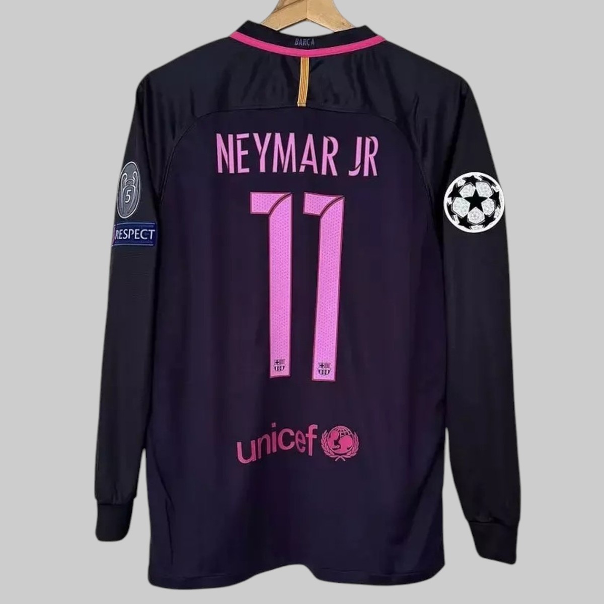 Neymar Jr #11 FC Barcelona 2016/17 UCL Men's Long Sleeve Soccer