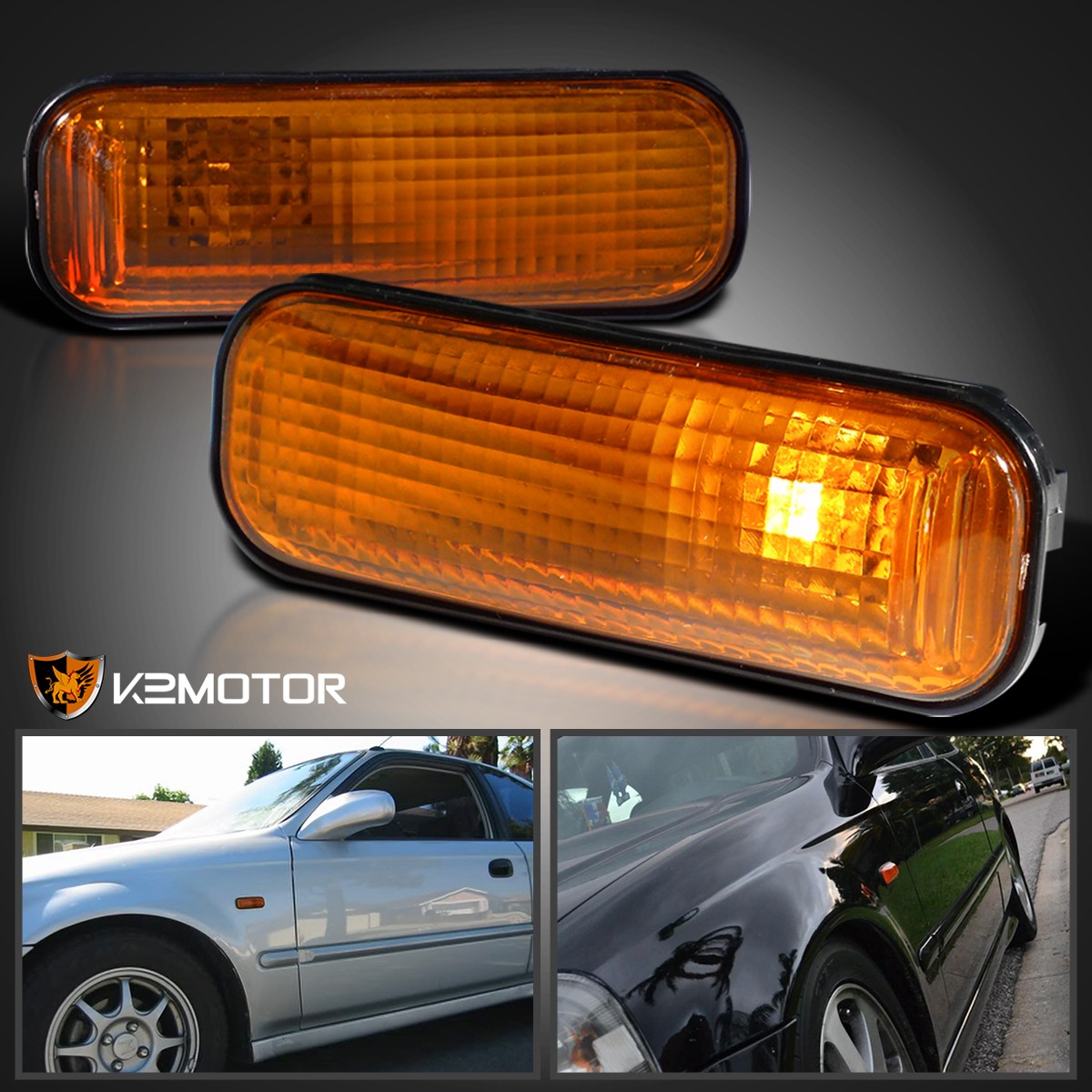 1996-2000 Honda Civic EK9 Dome Fender Side Marker Light Amber LED