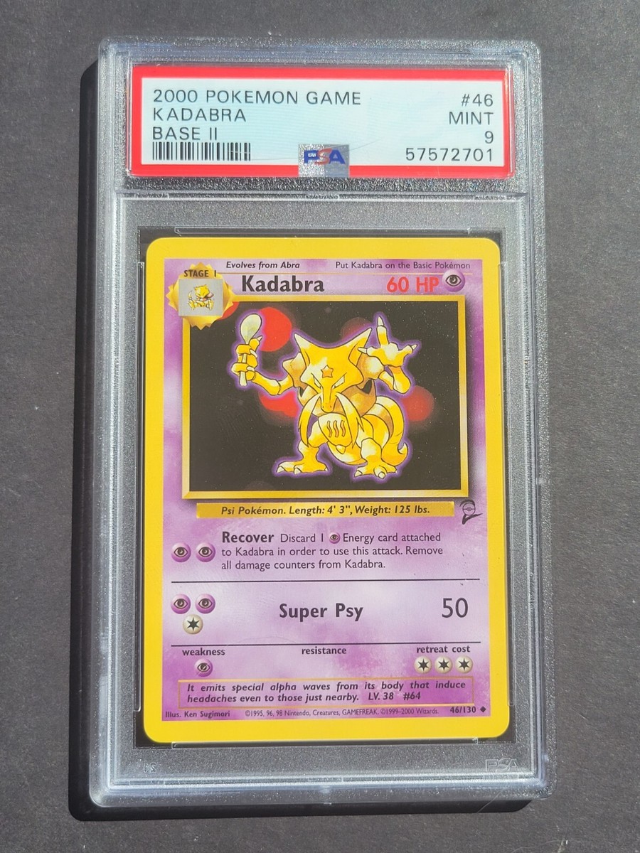 Pokemon PSA 9 KADABRA 46/130 - BASE SET 2 - UNCOMMON NON HOLO