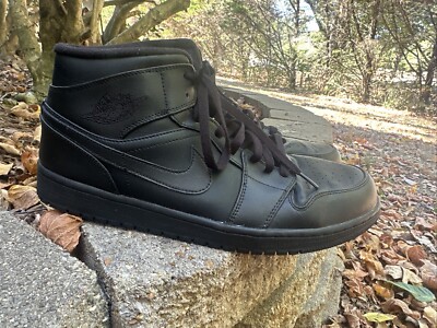 Size 12 - Air Jordan 1 2013 Mid Triple Black for sale online | eBay UK