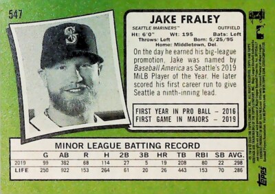 2020 TOPPS HERITAGE #547 Jake Fraley ROOKIE Cincinnati REDS