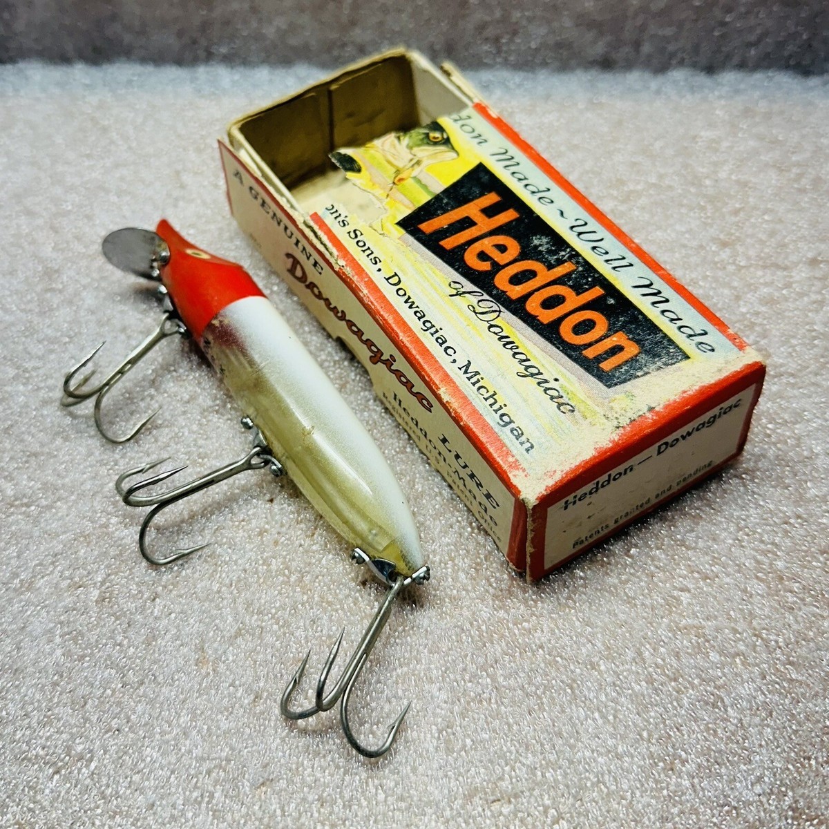 Vintage Heddon Vamp Spook Redhead Fishing Lure (VGC) with Box