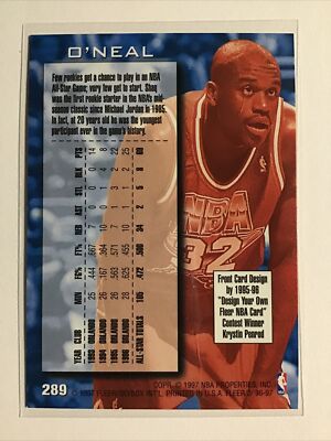 1996-1997 Fleer ALL STAR 4 RETRO #289 Shaquille O'Neal SHAQ - NM