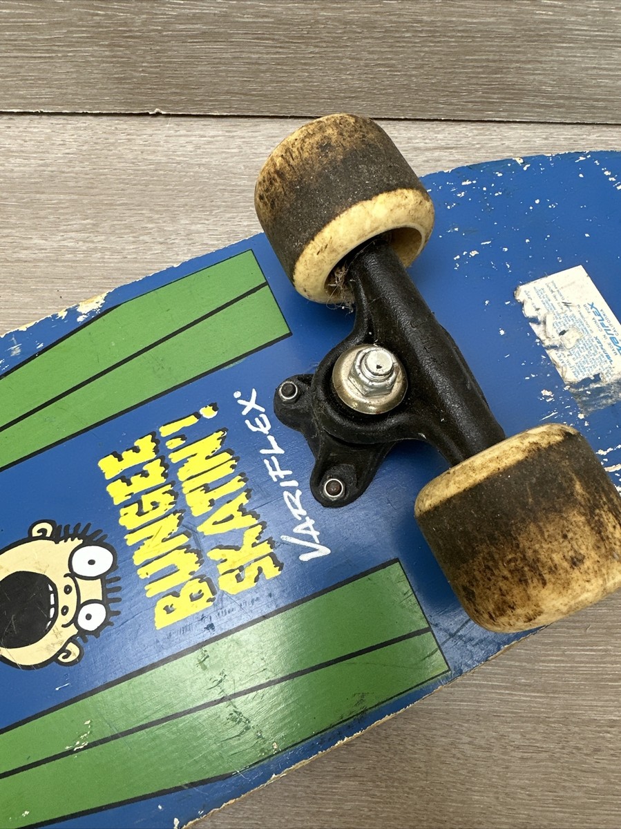 Vintage 80s VARIFLEX Bungee Skatin Cartoon Skateboard Blue Old