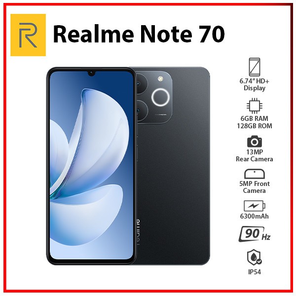 New) Realme Note 70 6GB+128GB BLACK Global Ver. Dual SIM Android