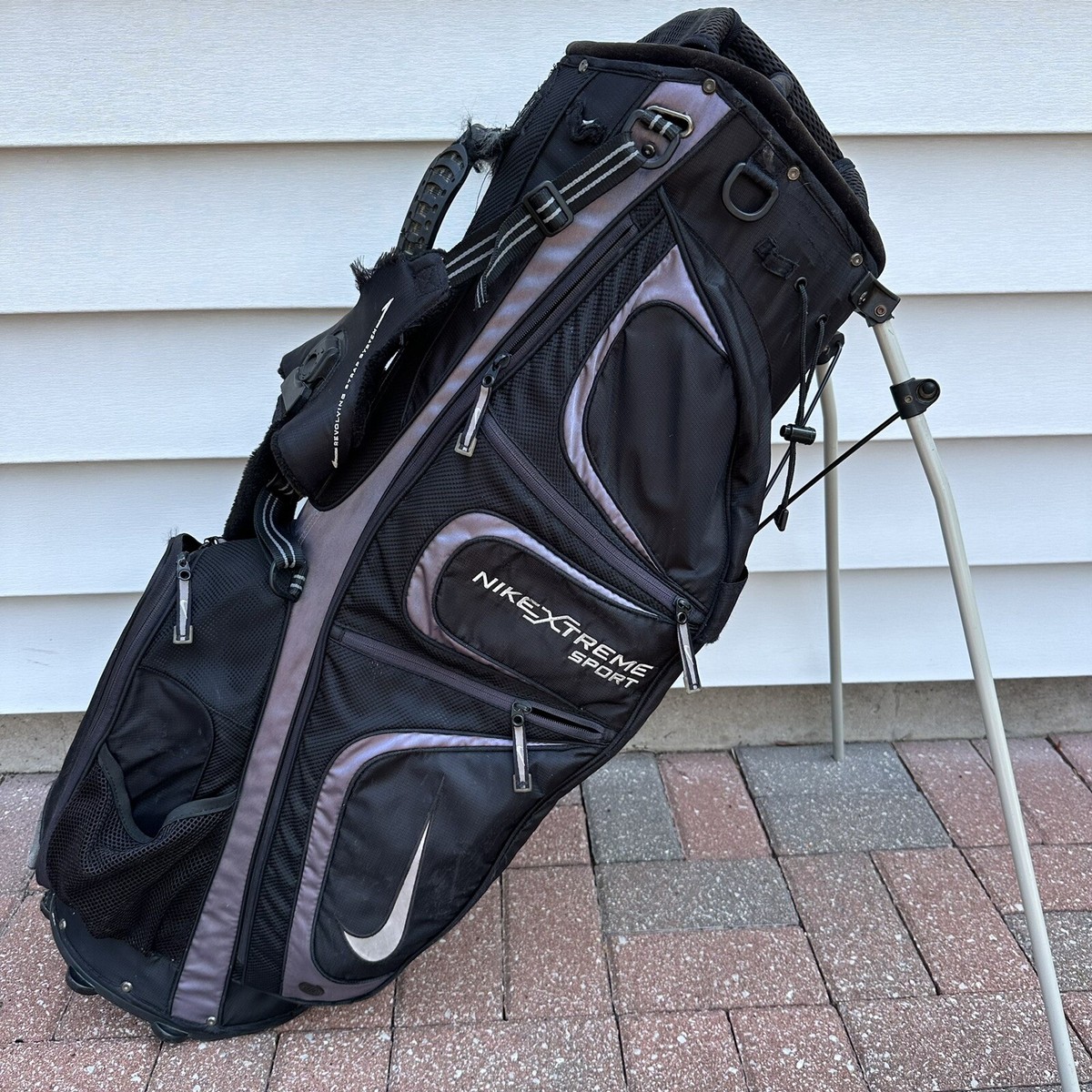 READ Nike Xtreme Sport Golf Bag Stand Carry 8 Way Black Grey Dual