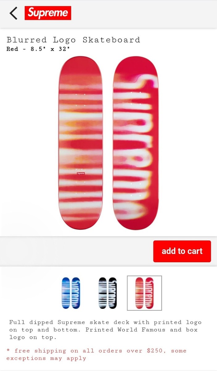 Supreme Skateboard Blurred Logo Color Red FW23 | eBay
