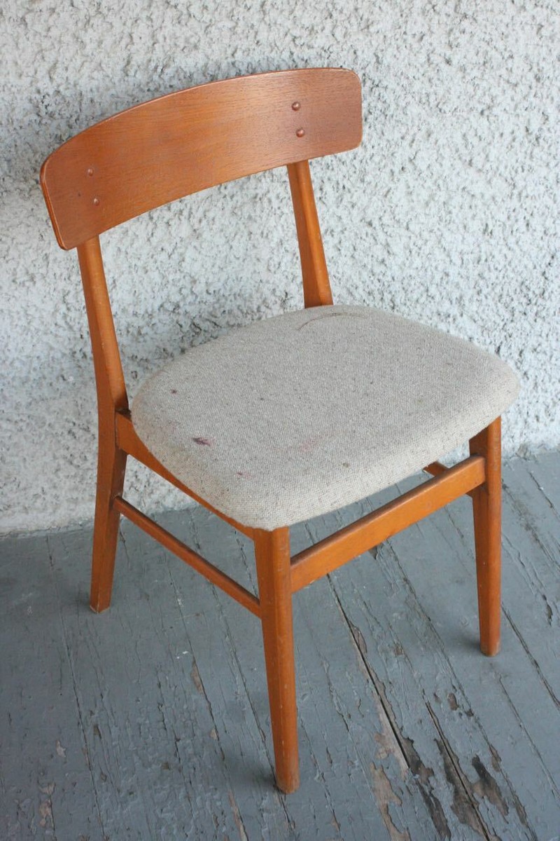 Vintage FARSTRUP Dining Chair. Mid Century Modern Wood & Fabric