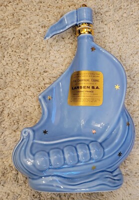 Rare Larsen Cognac Viking Ship Invincible Edition Blue And Gold