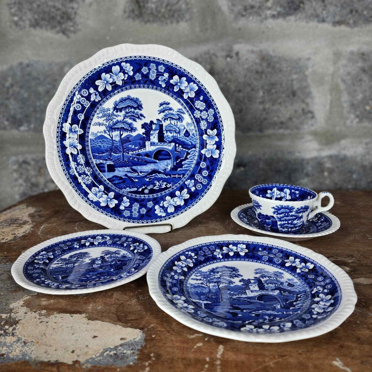 SPODE Tower Blue 5pc place setting plate bread salad cup saucer