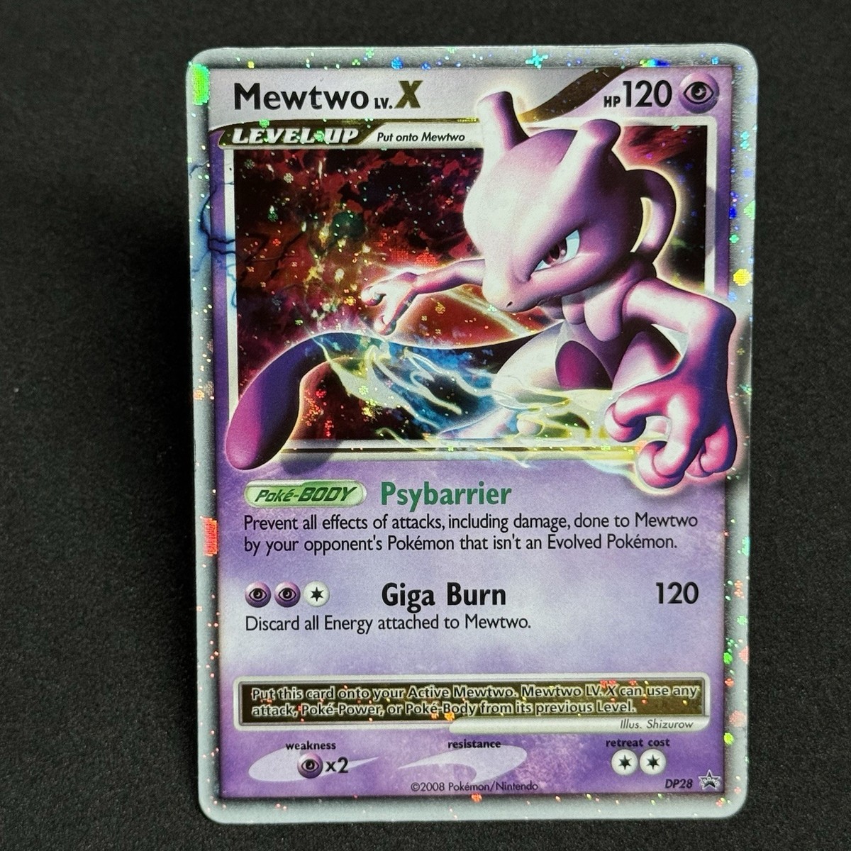 HOLO BLEED Mewtwo LV.X #DP28 2008 Pokemon Diamond & Pearl Black