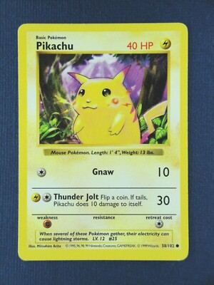 📈SHADOWLESS RED CHEEKS PIKACHU💥 Rare | 1999 WOTC | Pokémon