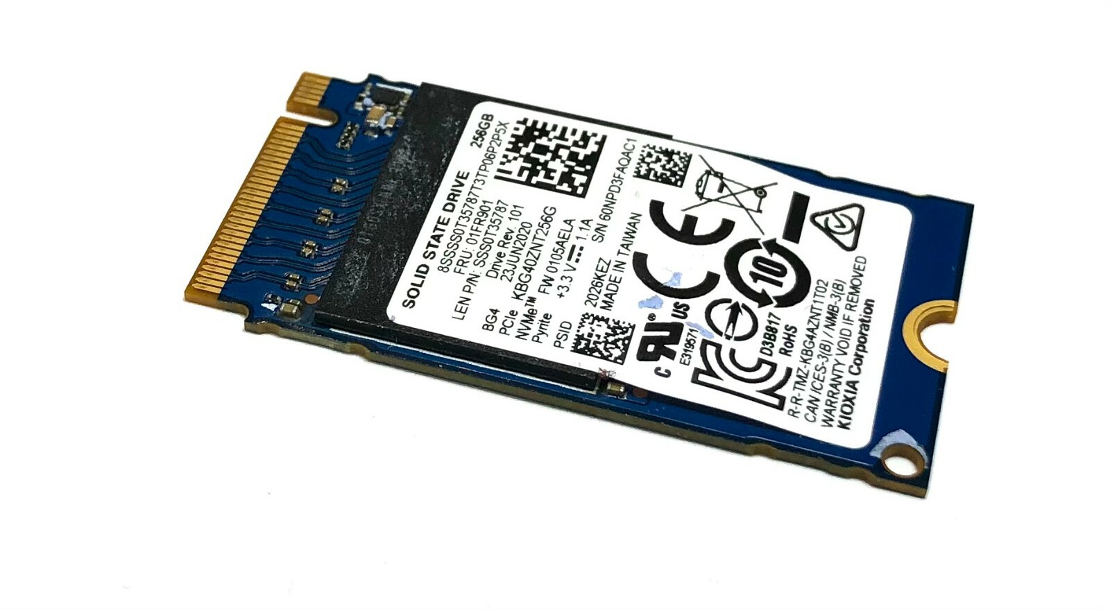 Toshiba Kioxia 256GB SSD PCIe NVMe M.2 1.8 inch 45mm KBG40ZNT256G