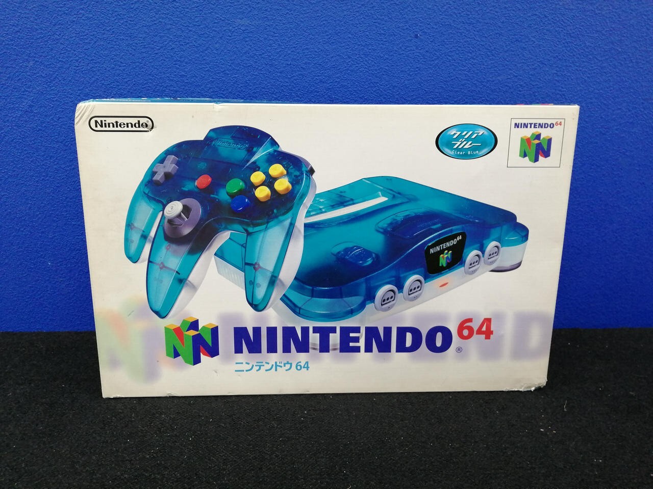 Nintendo64 Clear Blue Console Original box Tested N64 Japan Game