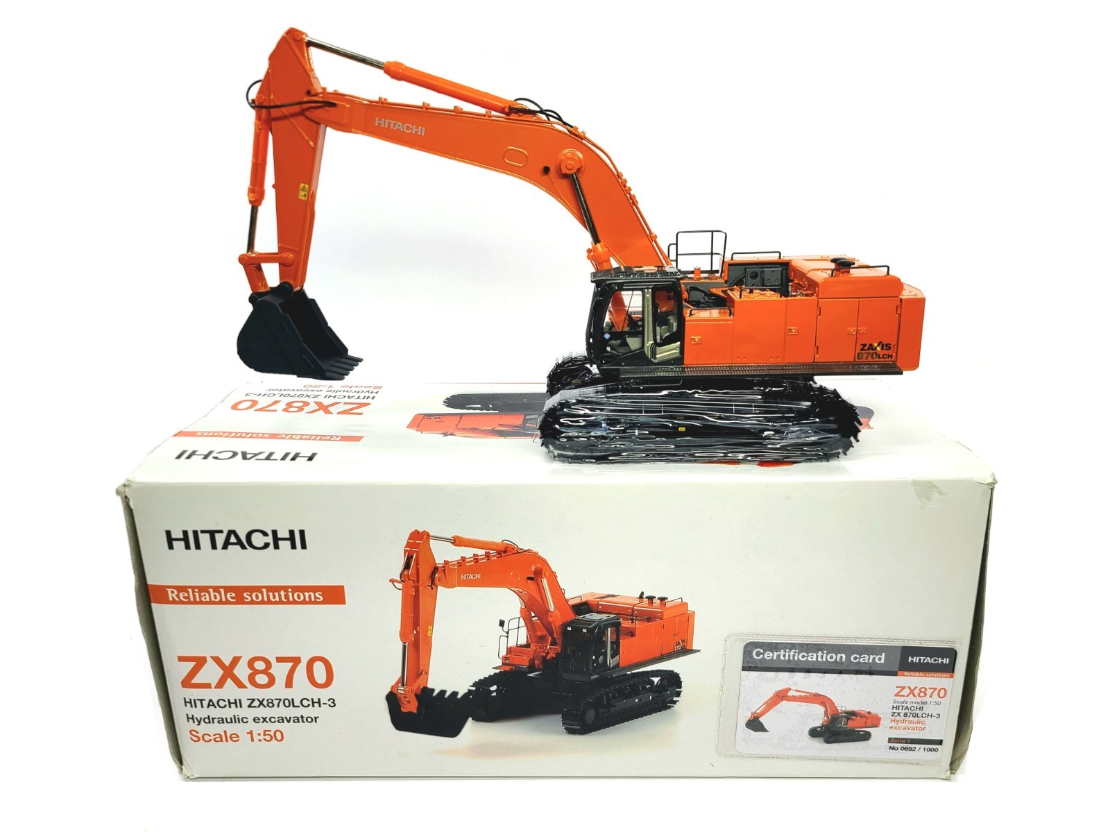 Hitachi ZX870LCH-3 Zaxis Excavator with Bucket - WSI 1:50 Scale