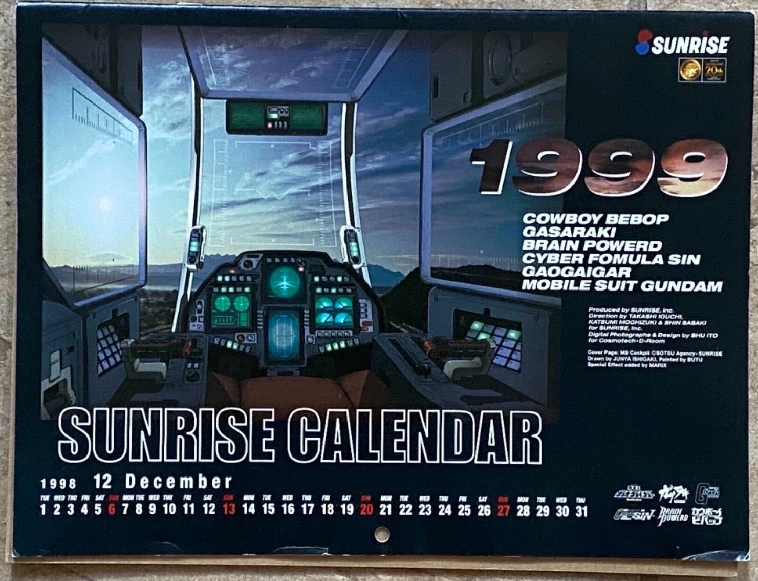 Anime Village 1999 Sunrise Studios Calendar Cowboy Bebop Gasaraki