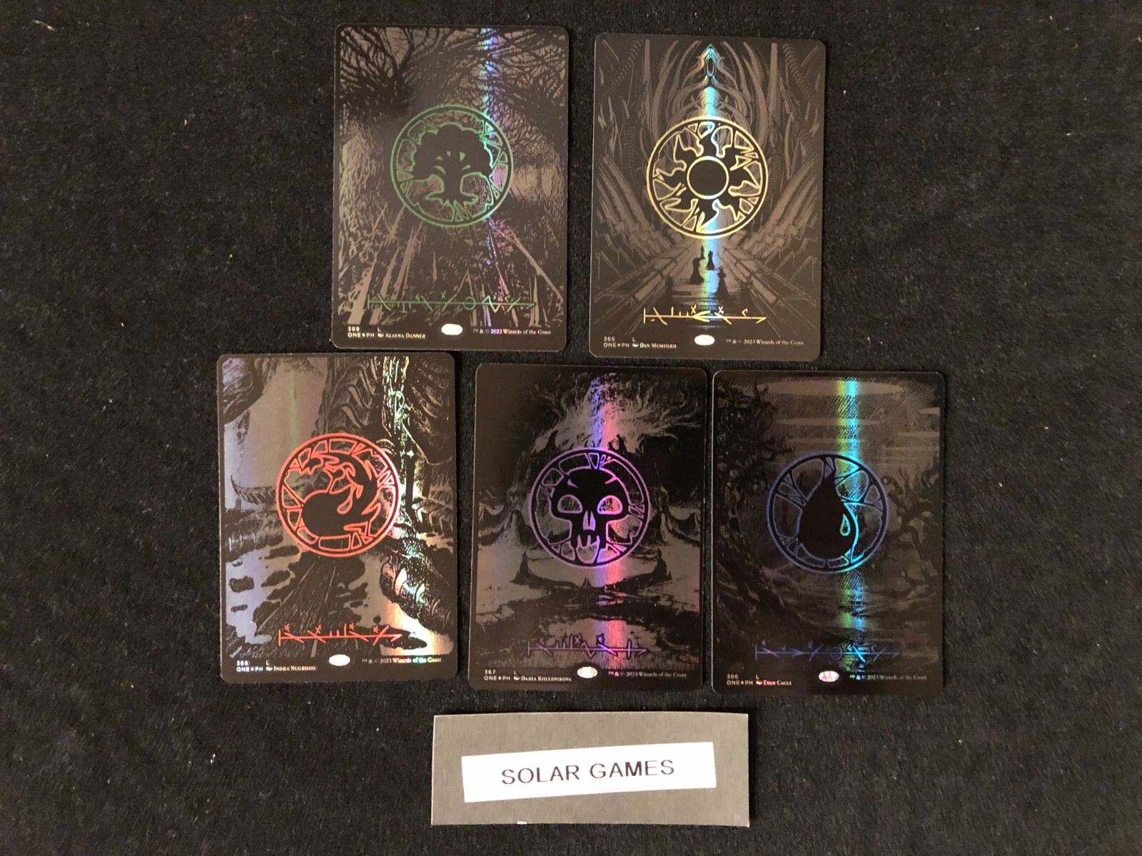 ALL 5 FOIL Oil Slick RAISED FULL Lands | MTG Phyrexia ONE | Magic