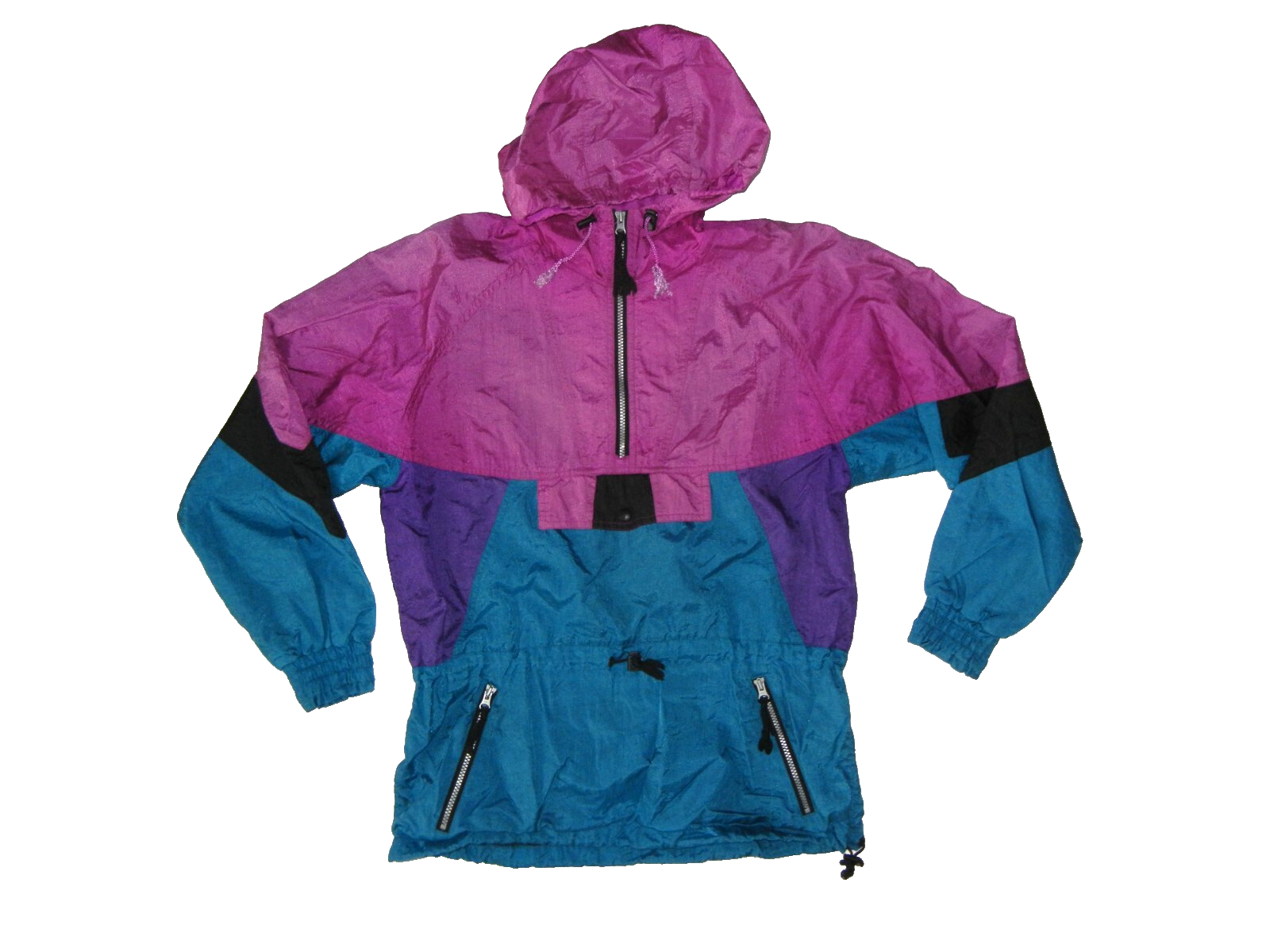 Vtg 90s HELLY HANSEN Purple/Green Nylon WINDBREAKER JACKET Ski