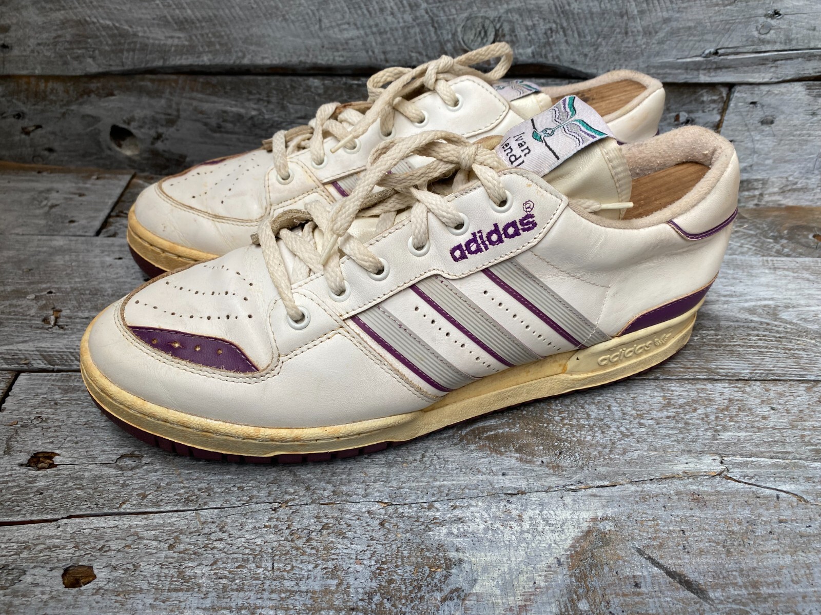 Vintage 80's Adidas white low top white leather sneakers ivan