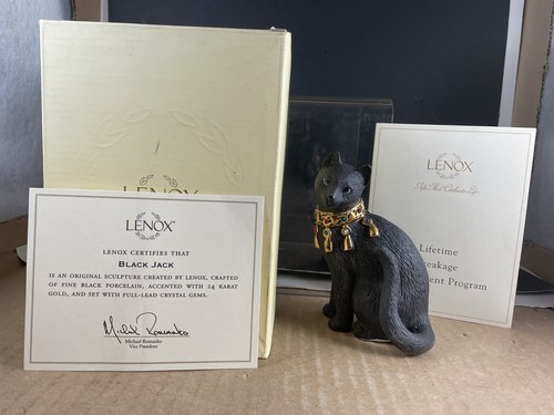 Lenox Cat Jewel Collection Black Jack Figurine Rhinestones & 24k