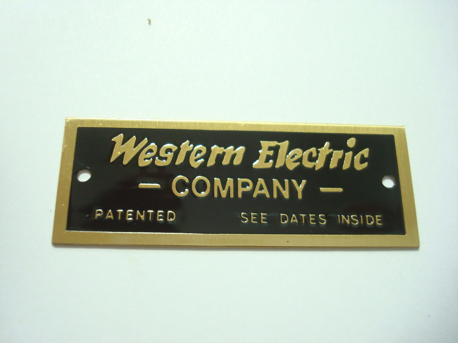 Antique Western Electric telephone brass nameplate Vintage