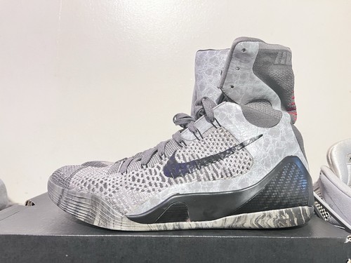 2014 Mens Nike Kobe IX 9 Elite Detail Fog Grey Black Size 10 Used