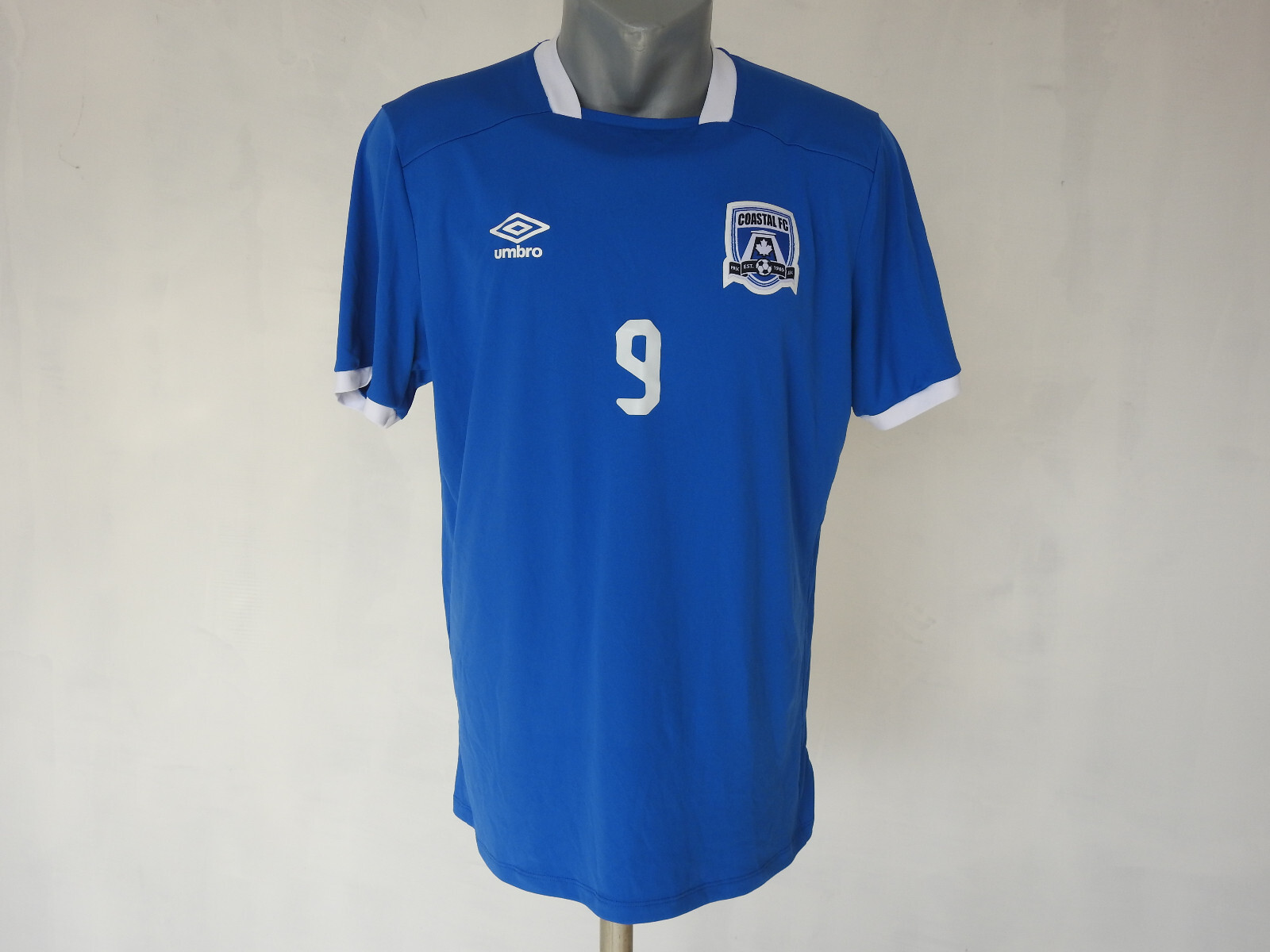 Coastal FC Home Jersey Umbro Blue Shirt #9 Size M Football Soccer