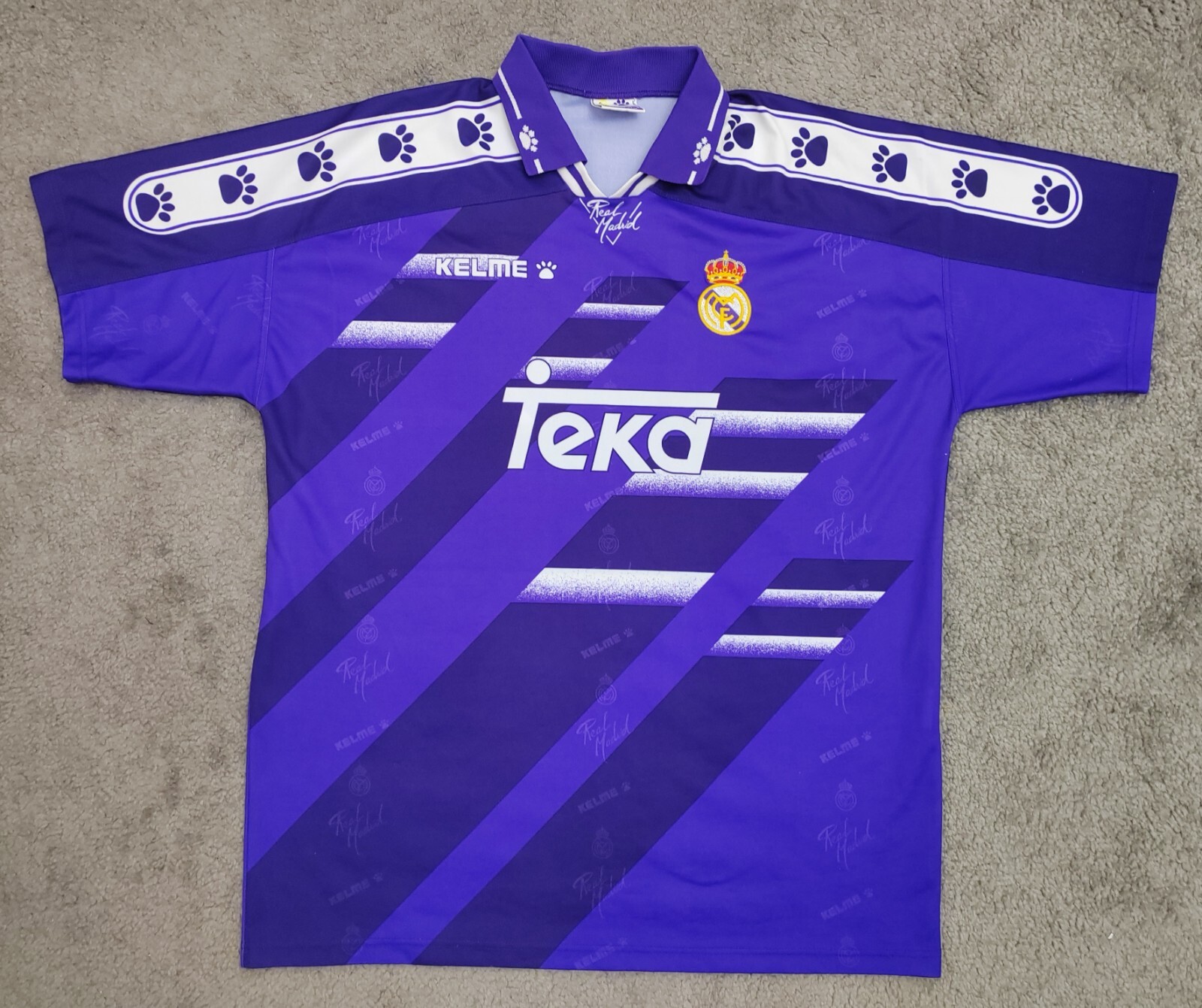 REAL MADRID 1994/1996 AWAY FOOTBALL SHIRT TEKA KELME PURPLE | eBay