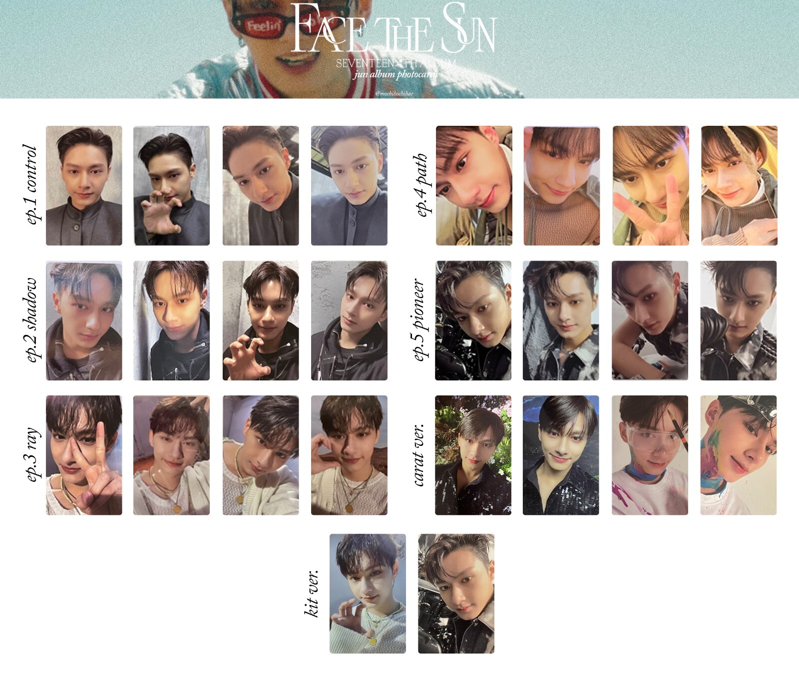 SEVENTEEN JUN Face the Sun Official Photo card control shadow ray