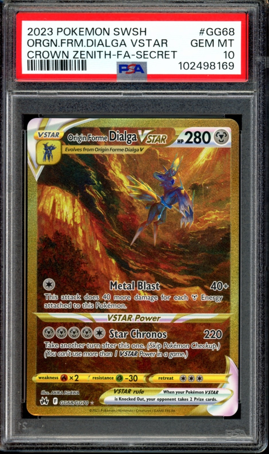 PSA 10 Origin Forme Dialga VSTAR GG68/GG70 Crown Zenith 2023