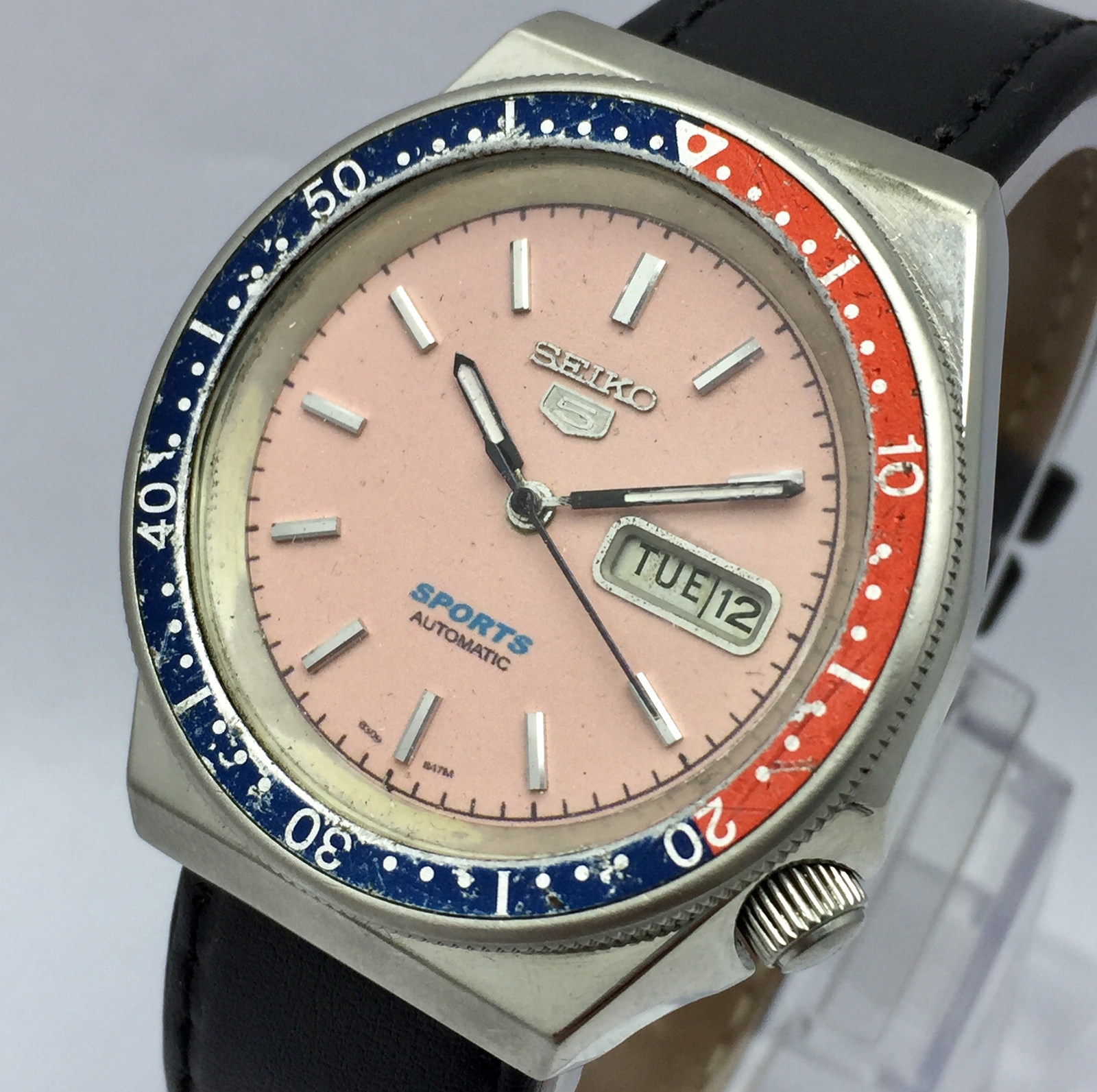 Seiko 5 Sports Automatic 6309-8360 Pepsi Bezel Day/Date Vintage