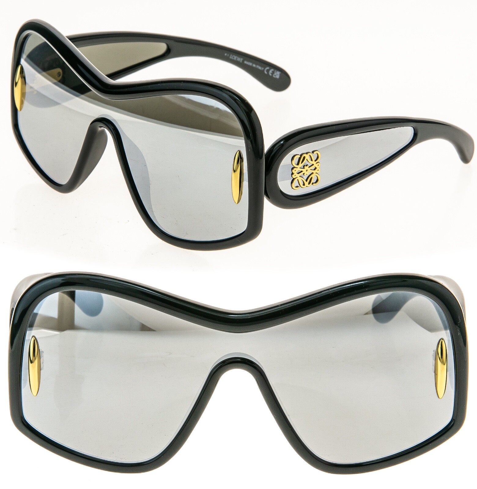 LOEWE WAVE ANAGRAM Mask LW40131I Black Silver Mirror 40131