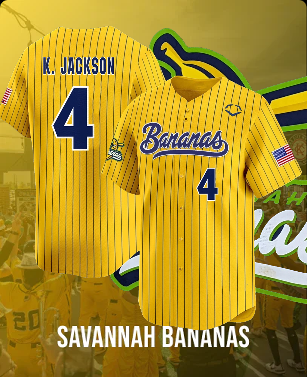 Savannah Bananas #4 KJ Jackson Baseball Jersey Shirt All Size