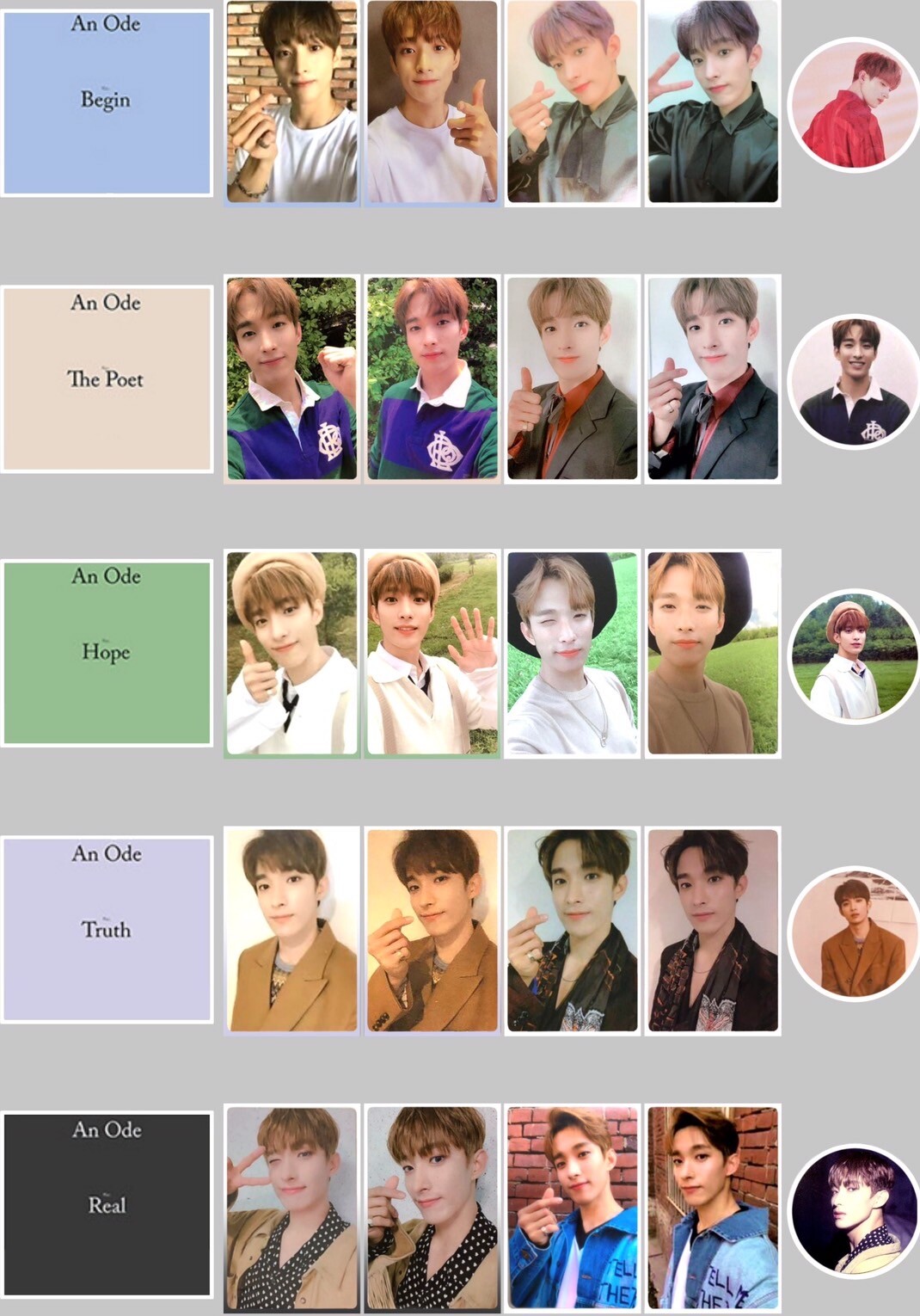 SEVENTEEN An Ode DK OFFICIAL PHOTO CARD Real Hope Truth Poet Begin