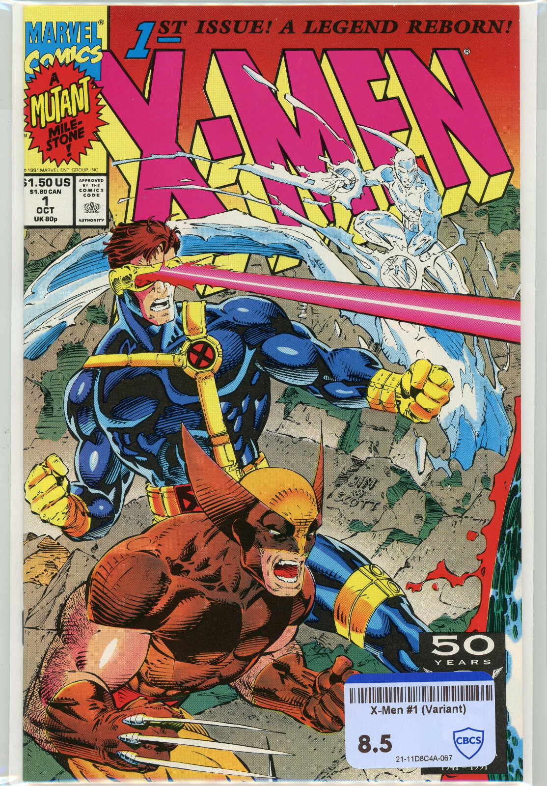 X-Men #1 (Marvel 1991) | RAW 8.5 VF+ | Jim Lee Art | Cover C