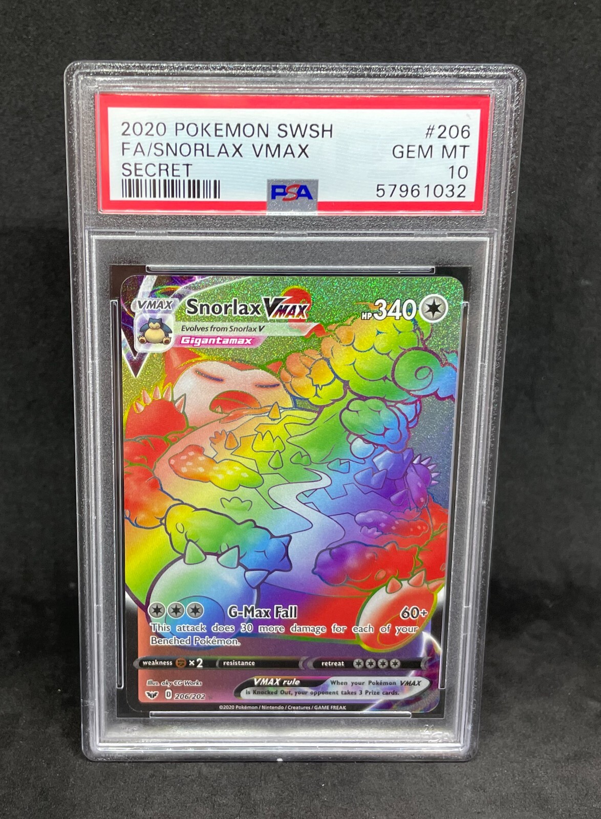 Pokemon SWSH Sword & Shield Snorlax Vmax 206/202 Secret Rare Holo